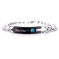 'His Just' and'Her One' Stainless Couples Bracelet