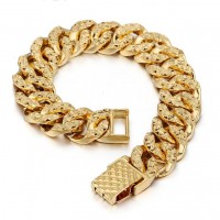 Gold Hammered Curb Chain Bracelet