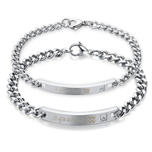 Zodiac Sign Silver Couple Bracelets [12 Variants]