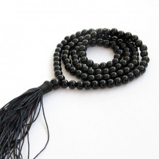 Black Agate Mala Beads with Tassel