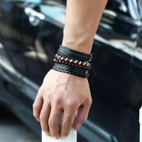 Braided Adjustable Leather Stacked Bracelet