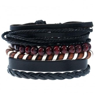 Braided Adjustable Leather Stacked Bracelet