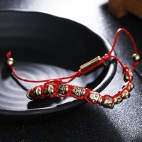Gold Skulls Red Shamballa Bracelets