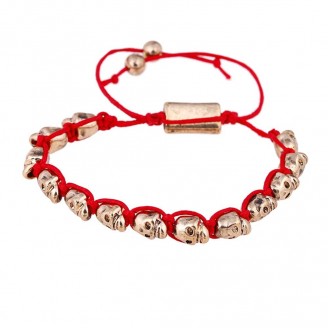 Gold Skulls Red Shamballa Bracelets