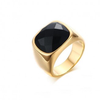 Black Carnelian Stainless Steel Signet Ring
