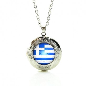 Greece Flag Football Locket Necklace [Two Variants]