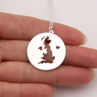 Round United Kingdom Map Charm Necklace [Two Variations]