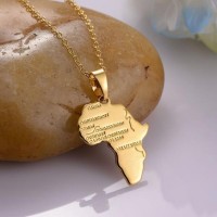 African Map Charm Necklace