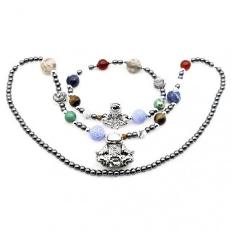 Cosmic Astronaut Beaded Bracelet and Necklace Set [Two Variants]