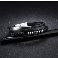 Customized Black Leather Bracelets [2 Variants]