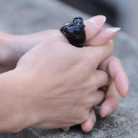 Natural Black Obsidian Thumbring 