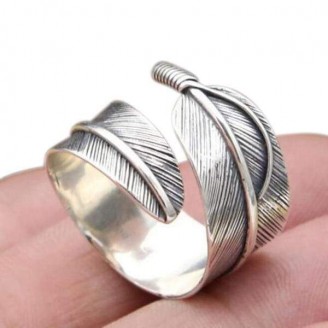 925 Silver Feather Ring