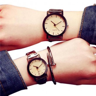 Simple Elegant Stainless Steel Couple Watch