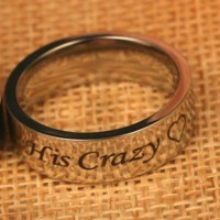 Titanium Steel Cute'Her Weirdo, His Crazy' Couple Ring