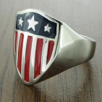 American Flag Shield Ring