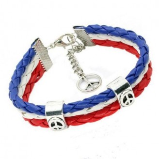 Support France Braided Leather Bracelet