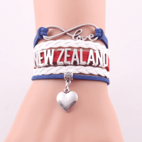 New Zealand National Flag Layered Leather Bracelet [2 Variants]