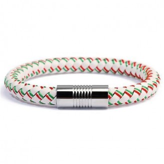 Italian Braided Leather Flag Bracelet