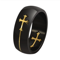 Black Removable Gold Cross Ring