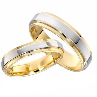 Silver Railed Gold Couple Ring