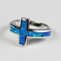 Blue Holy Cross Opal Ring