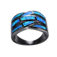 Braided Blue Multilayered Opal Ring