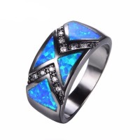 Blue Dual Arrow Opal Crystal Ring