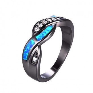 Royal Blue Fire Opal Wedding Ring
