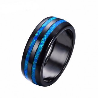 Blue Monochromatic Black Opal Ring