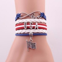 US National Flag Leather Bracelet [2 Variants]