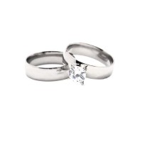Couple Wedding White Gold Rings [Set of 2] [2 Colors]