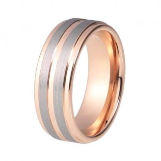 Silver Railed Rose Gold Ring