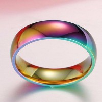 Gay Pride Rainbow Titanium Stainless Steel Ring
