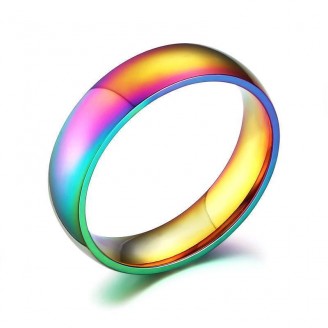 Gay Pride Rainbow Titanium Stainless Steel Ring