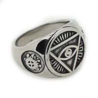Stainless Steel Inverted Triangle Eyeball Ring