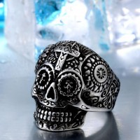 Stainless Steel Sugar Skull Ring [4 Variants]