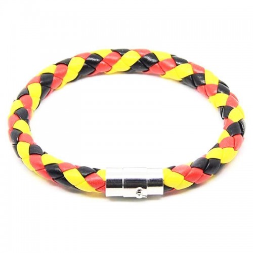 Belgium Flag Braided PU Leather Bracelet