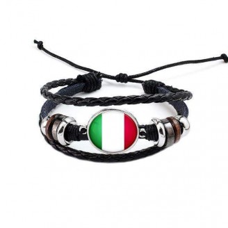 Italy National Flag Layered Leather Bracelet