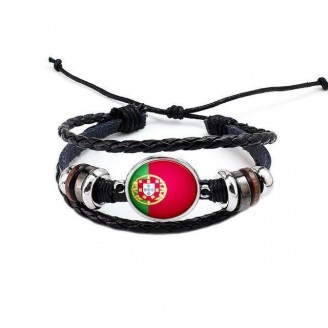Portugal National Flag Layered Leather Bracelet