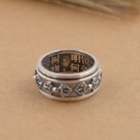 Sterling Silver Elegant Spinning Buddhist Mantra Ring