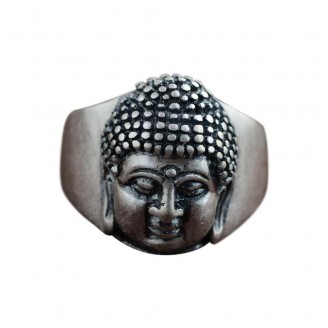 Vintage Style Buddha Pure Silver Buddhist Mantra Ring