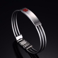 Triple Cable Stainless Steel Medical Alert Bracelet