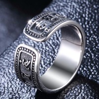 Adjustable Pure Sterling Silver Six Word Buddhist Mantra Ring