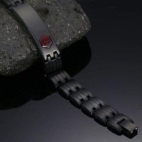 Black Matte Stainless Steel Medical Alert Bracelet
