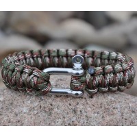 Silver Stainless Steel Camouflage Paracord Bracelet
