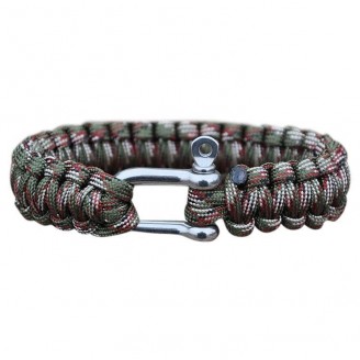 Silver Stainless Steel Camouflage Paracord Bracelet
