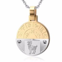 Zodiac Sign Gold Medallion Chain Necklaces [12 Variants]