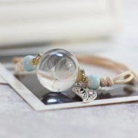 Flowers Glass Ball with Leaf Charm Ceramic Bracelets [5 Variants]