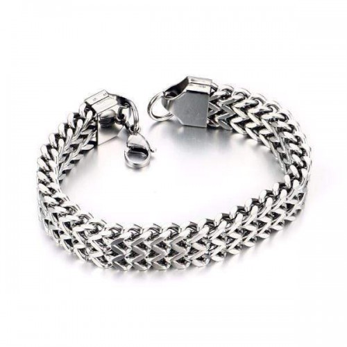Double Layer Stainless Steel Curb Chain Bracelet