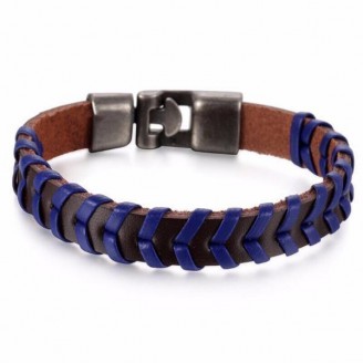 Blue Braided Arrow Leather Bracelet